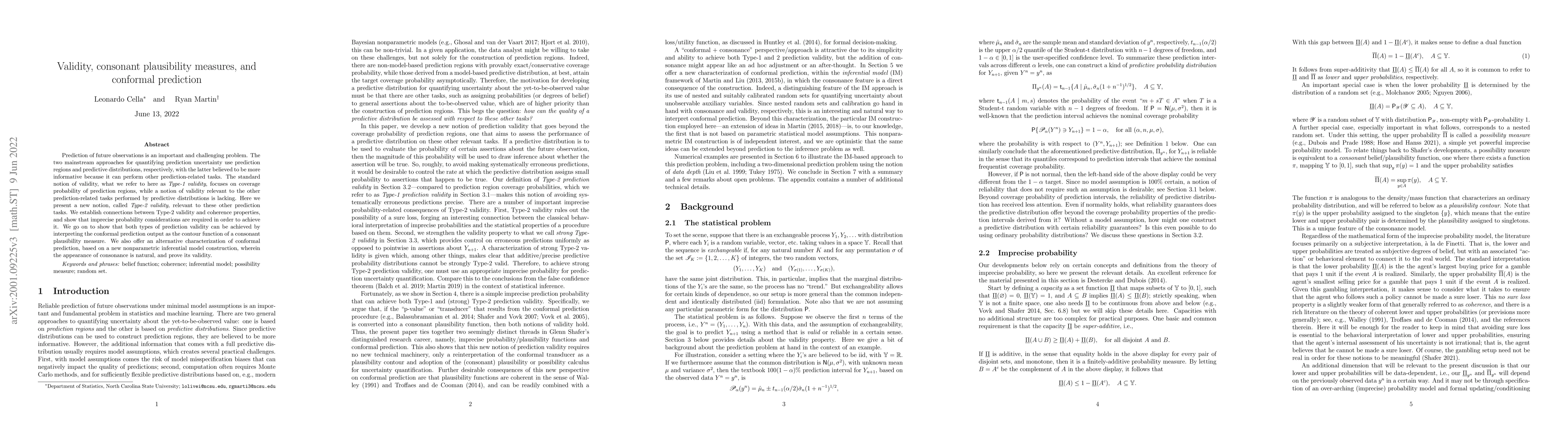 Thumbnail for Validity, consonant plausibility measures, and conformal prediction