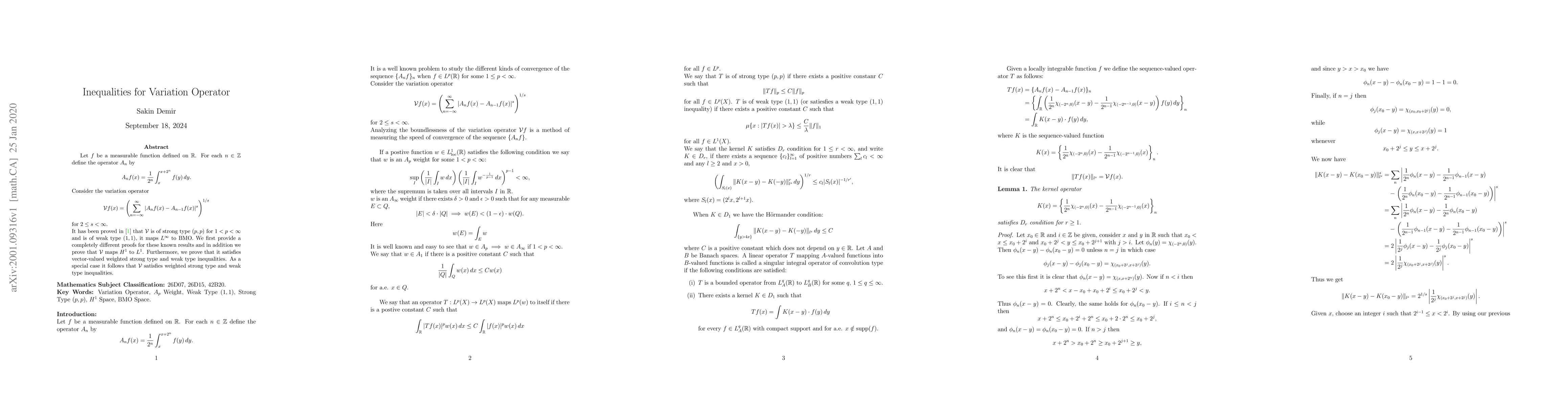 Thumbnail for Inequalities For Variation Operator