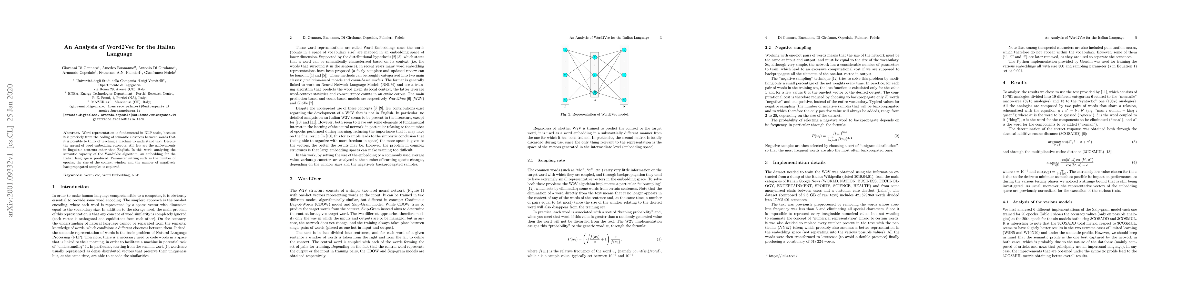 Thumbnail for An Analysis of Word2Vec for the Italian Language