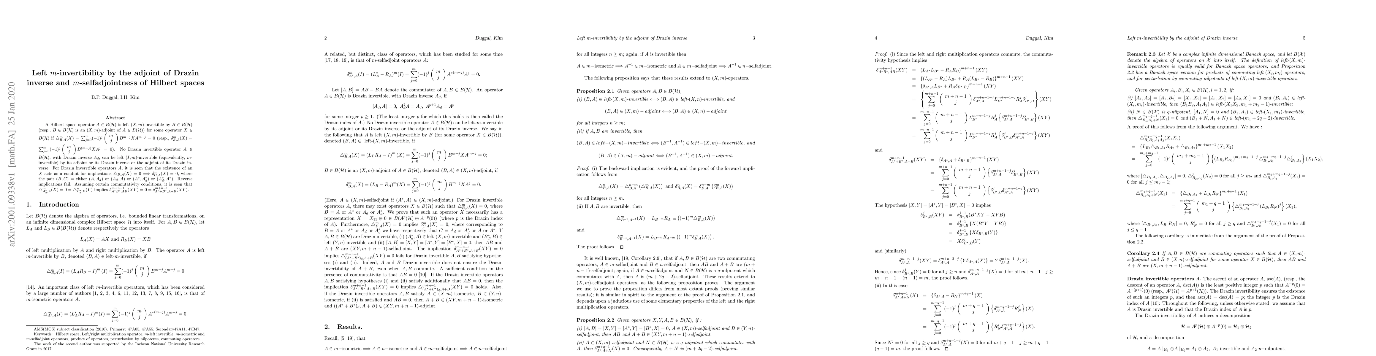 Thumbnail for Left m-invertibility by the adjoint of Drazin inverse and
  m-selfadjointness of Hilbert space operators