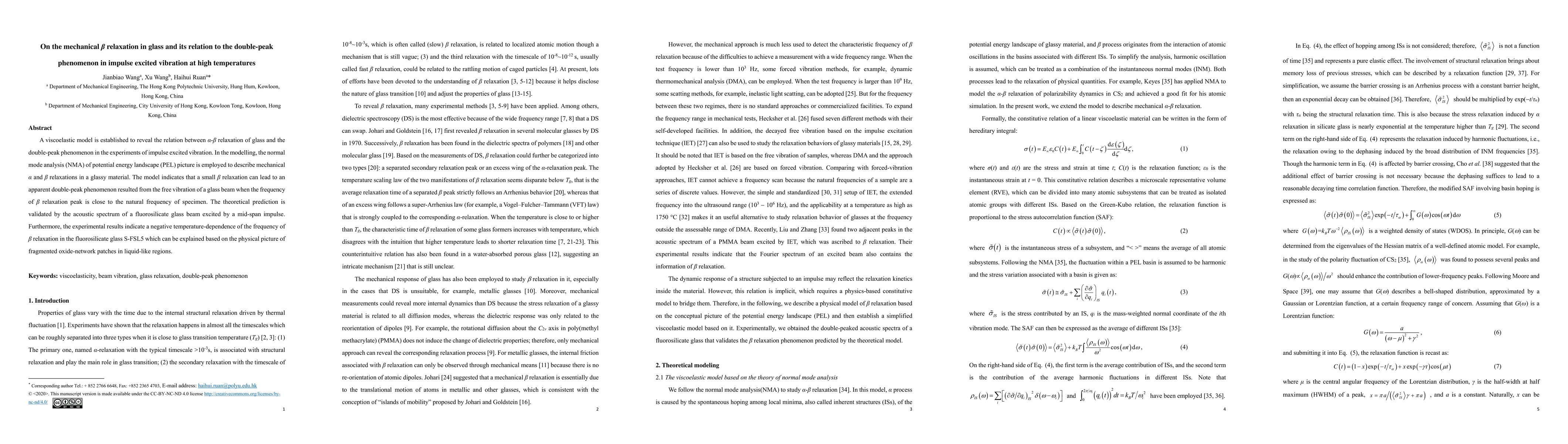 Thumbnail for On the mechanical beta relaxation in glass and its relation to the
  double-peak phenomenon in impulse excited vibration at high temperatures