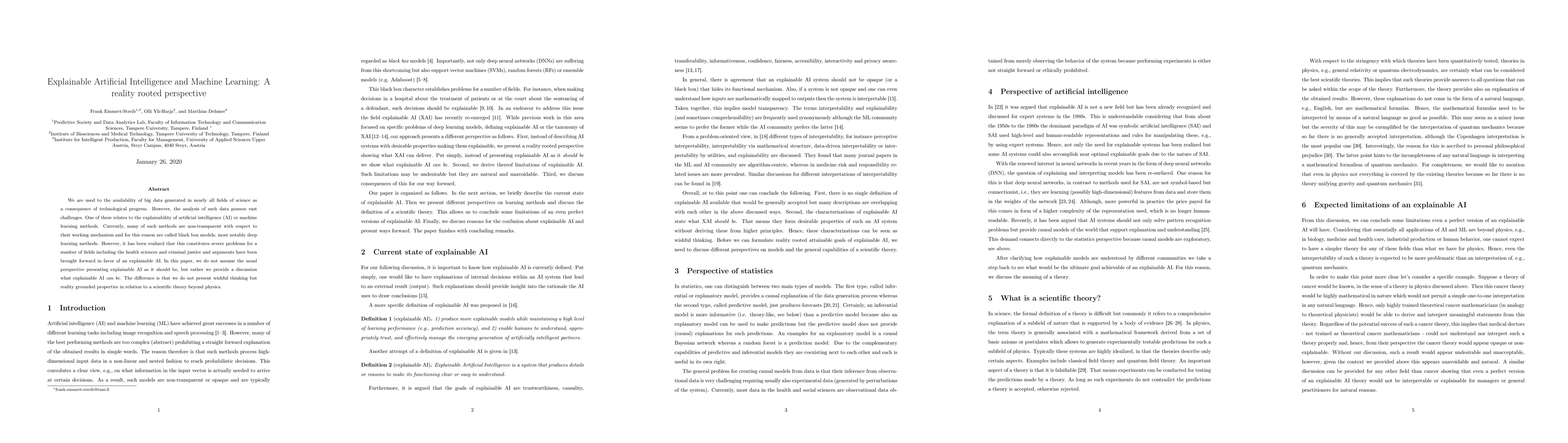 Thumbnail for Explainable Artificial Intelligence and Machine Learning: A reality
  rooted perspective