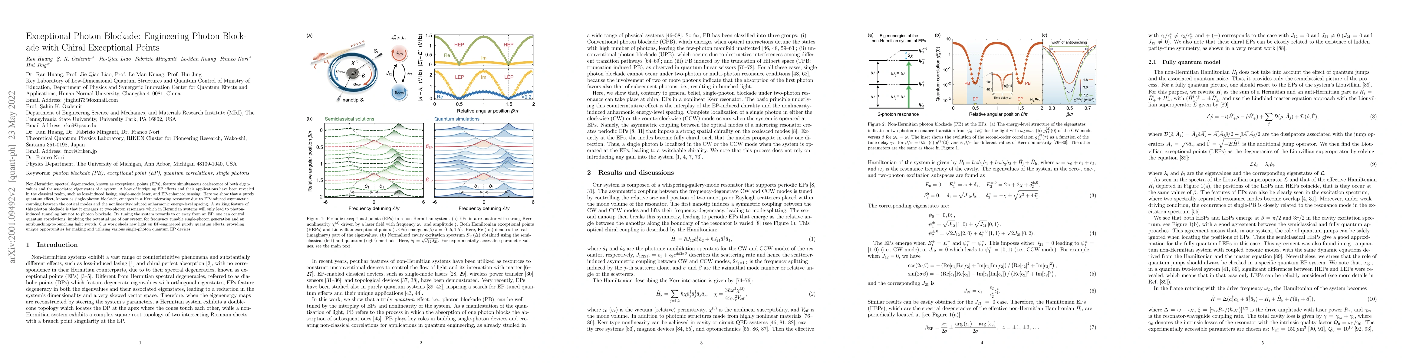 Thumbnail for Exceptional Photon Blockade: Engineering Photon Blockade with Chiral
  Exceptional Points