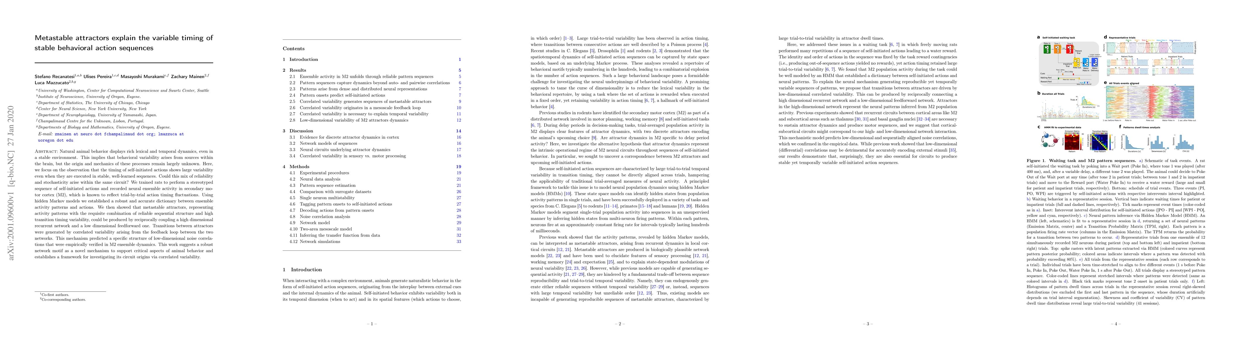 Thumbnail for Metastable attractors explain the variable timing of stable behavioral
  action sequences