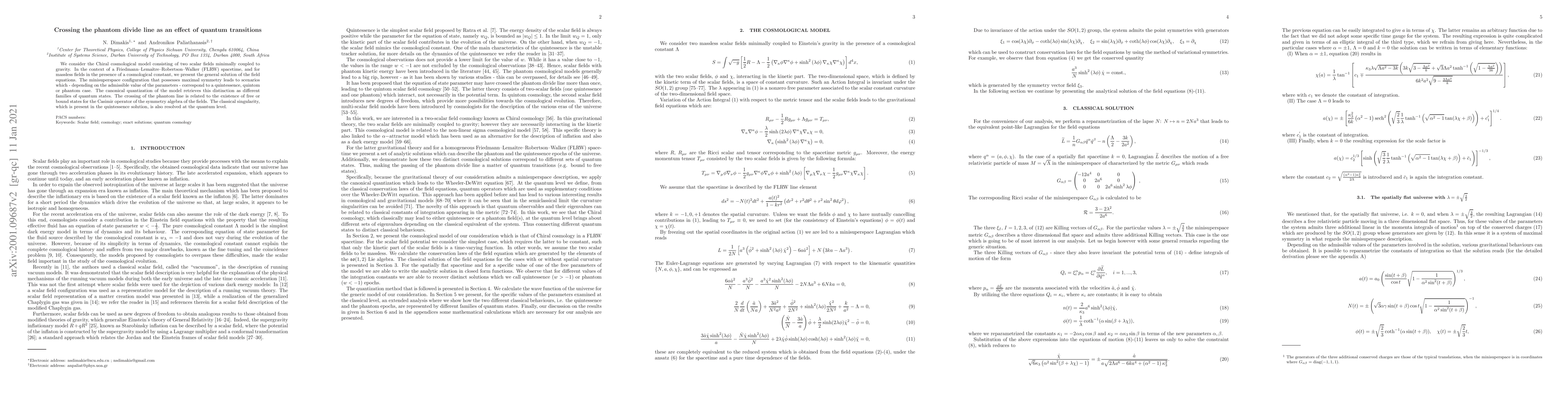 Thumbnail for Crossing the phantom divide line as an effect of quantum transitions