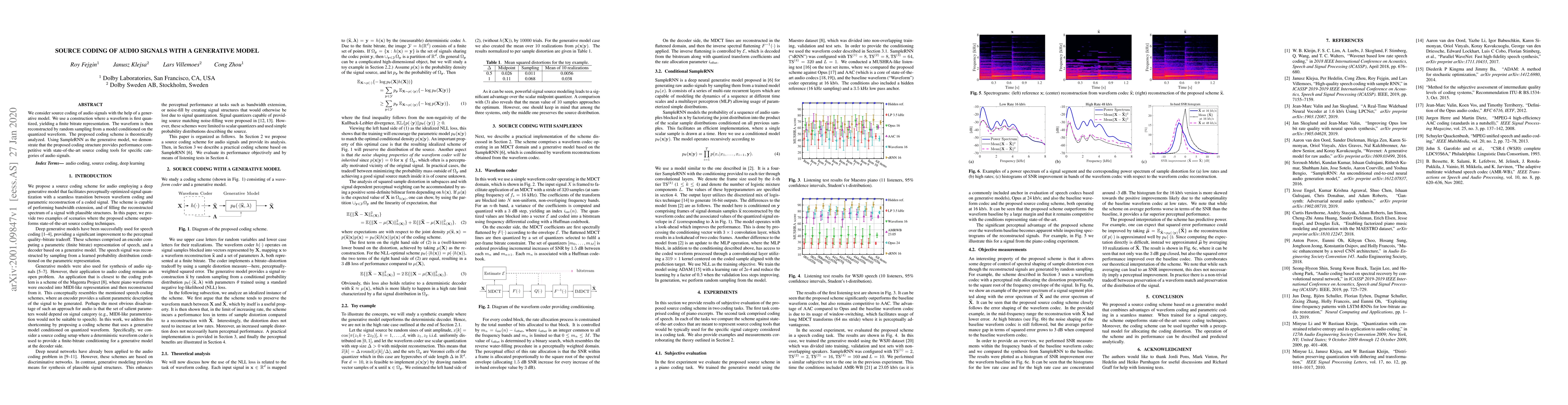 Thumbnail for Source coding of audio signals with a generative model