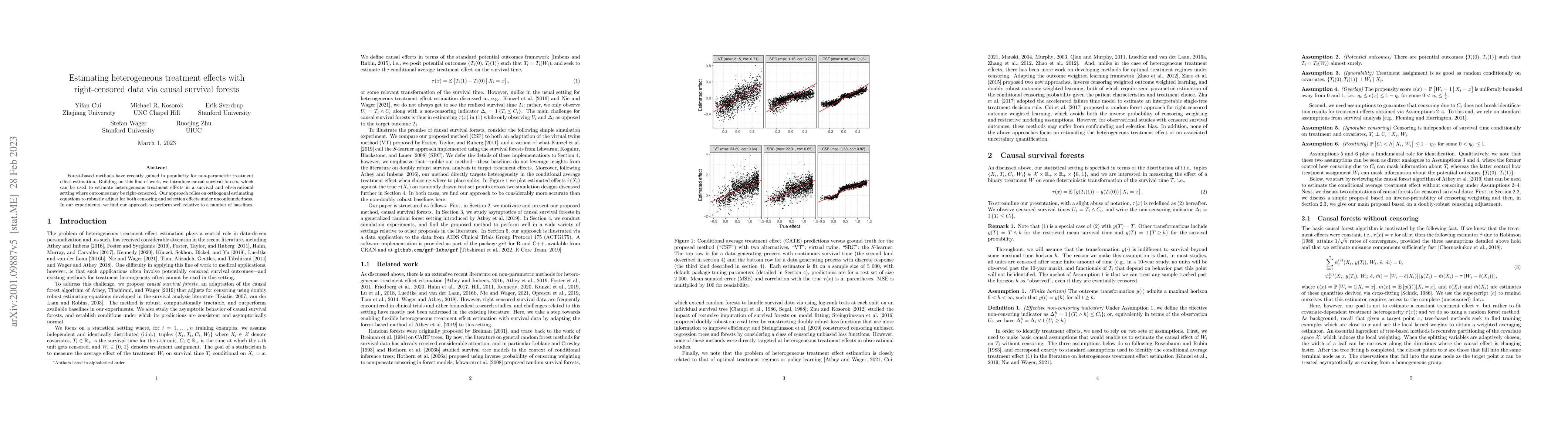 Thumbnail for Estimating heterogeneous treatment effects with right-censored data via
  causal survival forests
