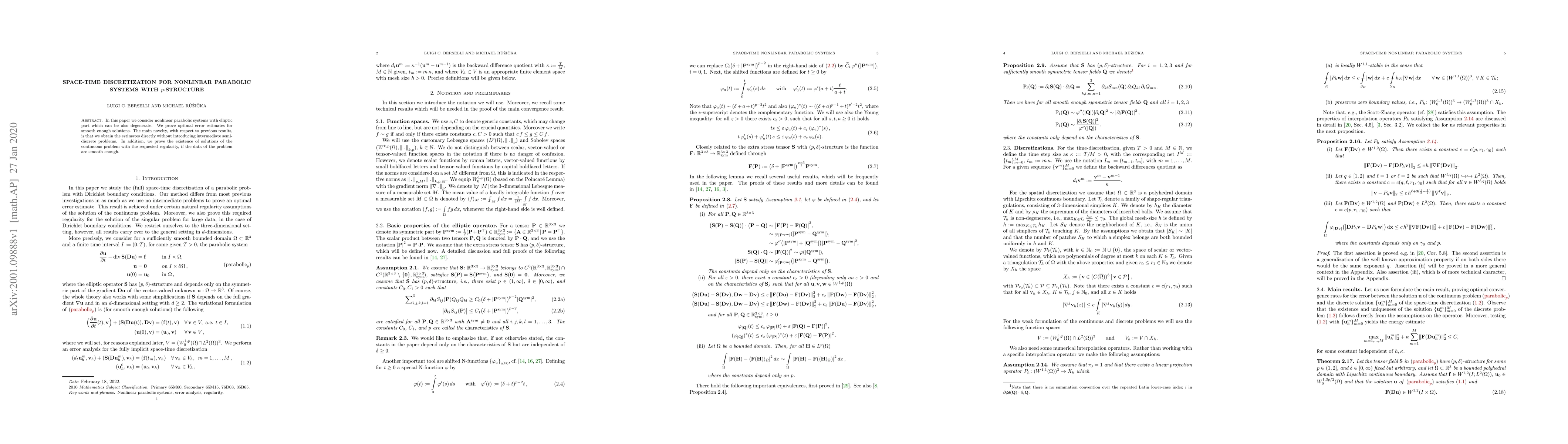 Thumbnail for Space-time discretization for nonlinear parabolic systems with
  $p$-structure