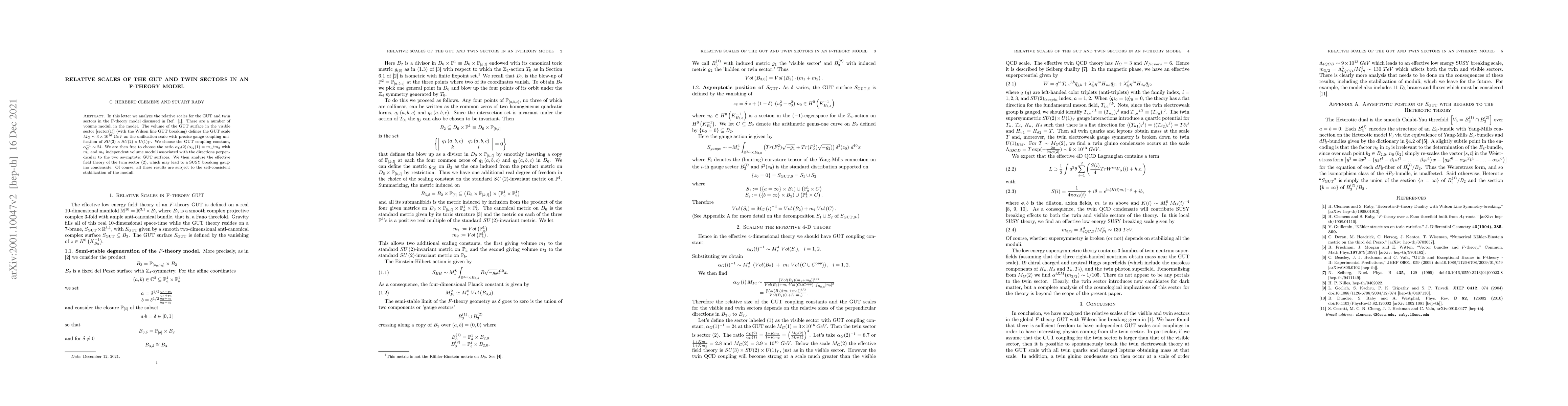 Thumbnail for Relative Scales of the GUT and Twin Sectors in an F-theory model