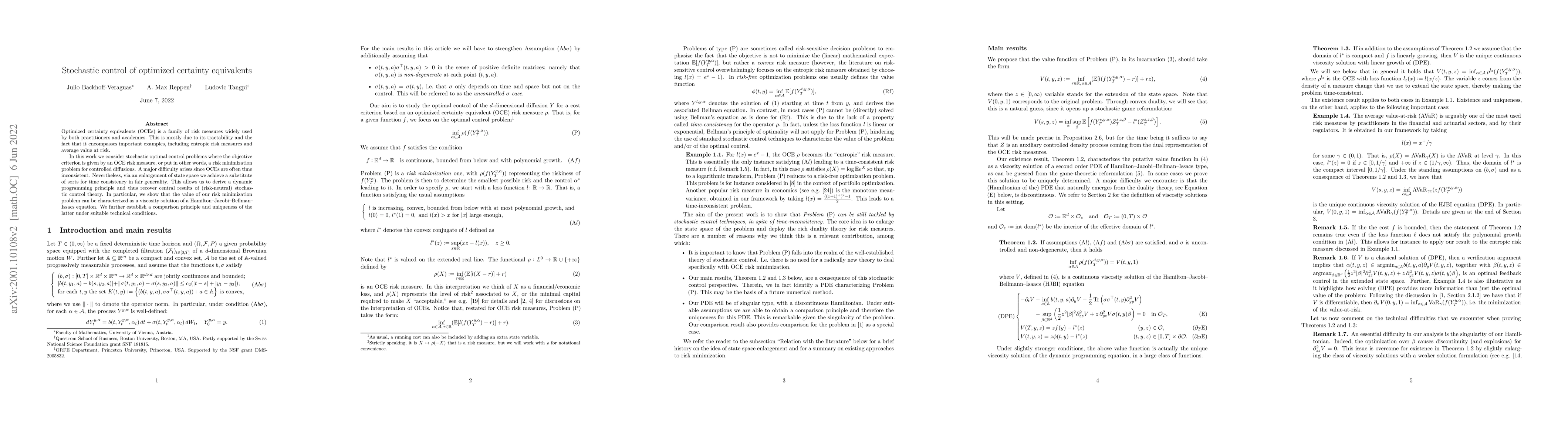 Thumbnail for Stochastic control of optimized certainty equivalents