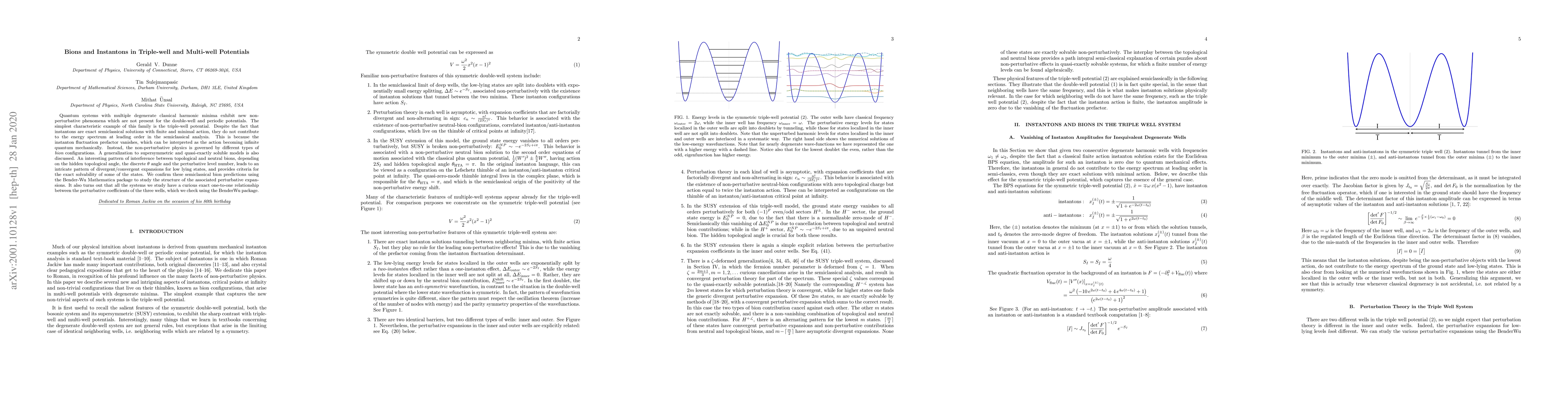 Thumbnail for Bions and Instantons in Triple-well and Multi-well Potentials
