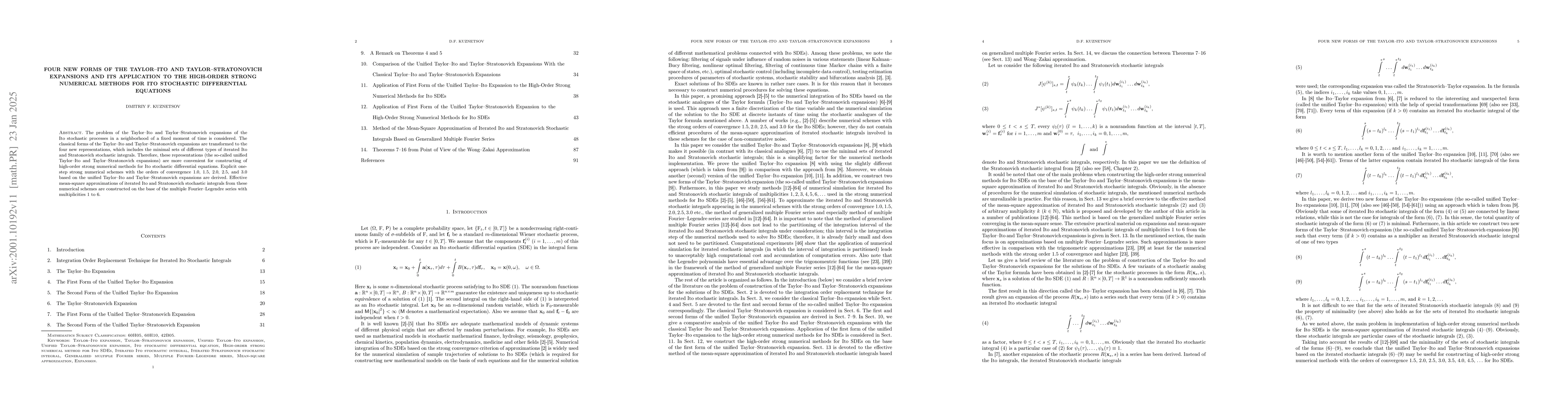 Thumbnail for Four New Forms of the Taylor-Ito and Taylor-Stratonovich Expansions and
  its Application to the High-Order Strong Numerical Methods for Ito Stochastic
  Differential Equations