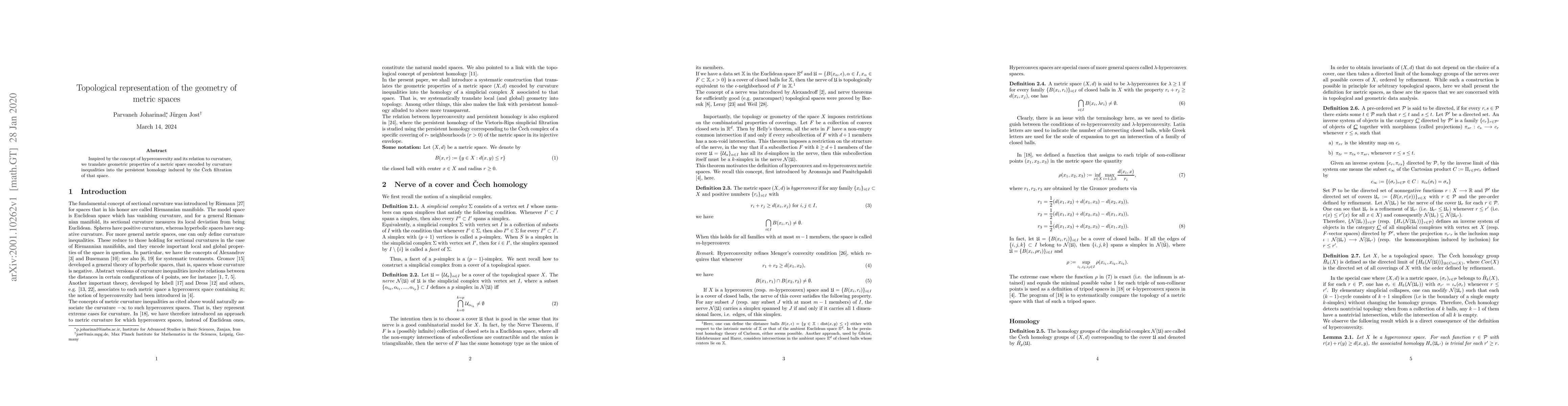 Thumbnail for Topological representation of the geometry of metric spaces