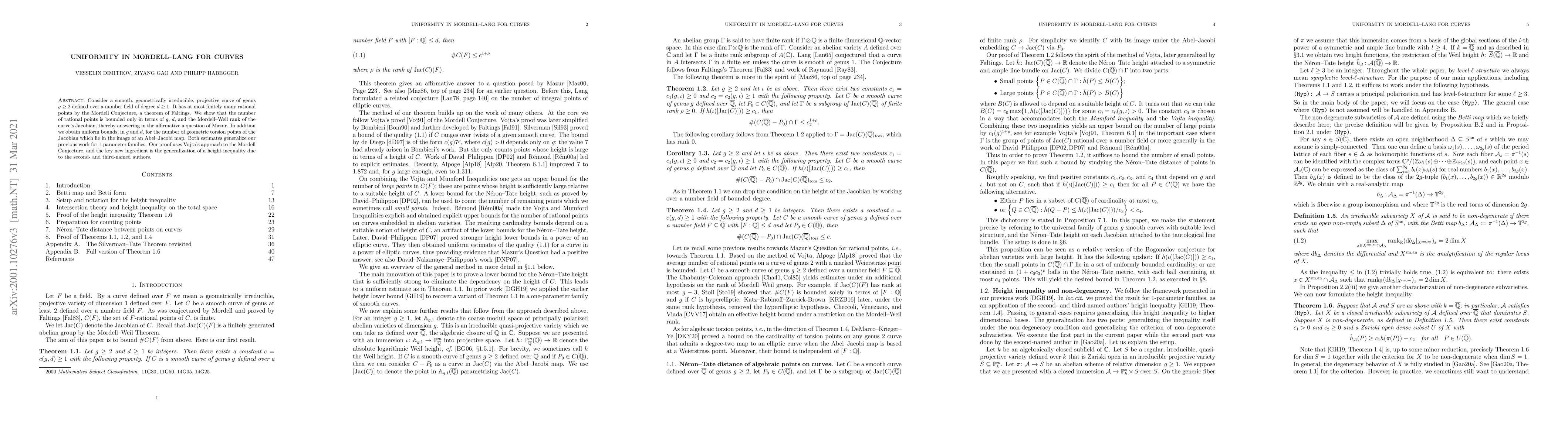 Thumbnail for Uniformity in Mordell-Lang for curves
