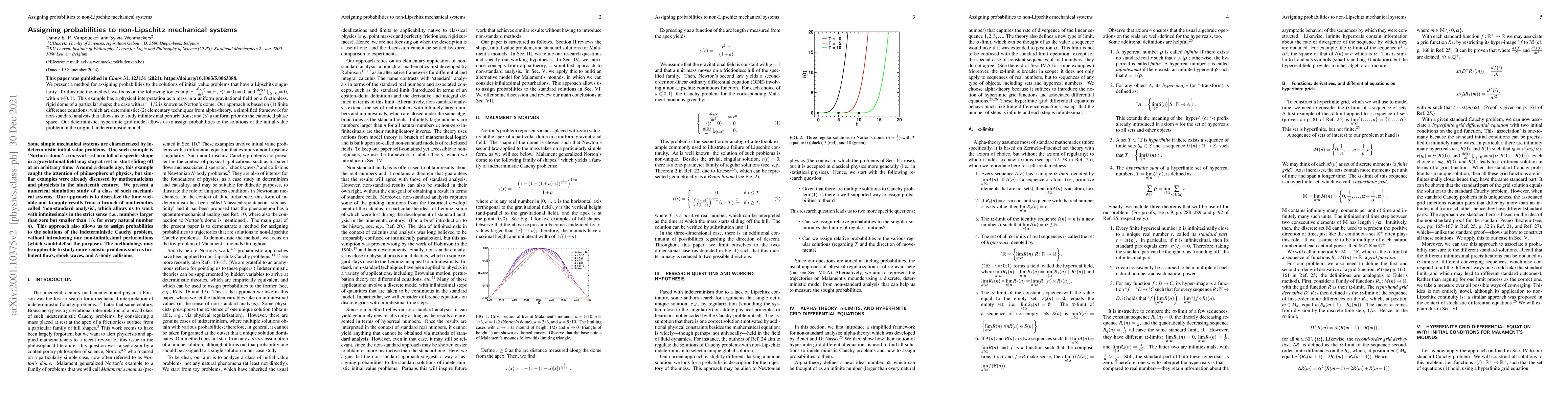 Thumbnail for Assigning probabilities to non-Lipschitz mechanical systems