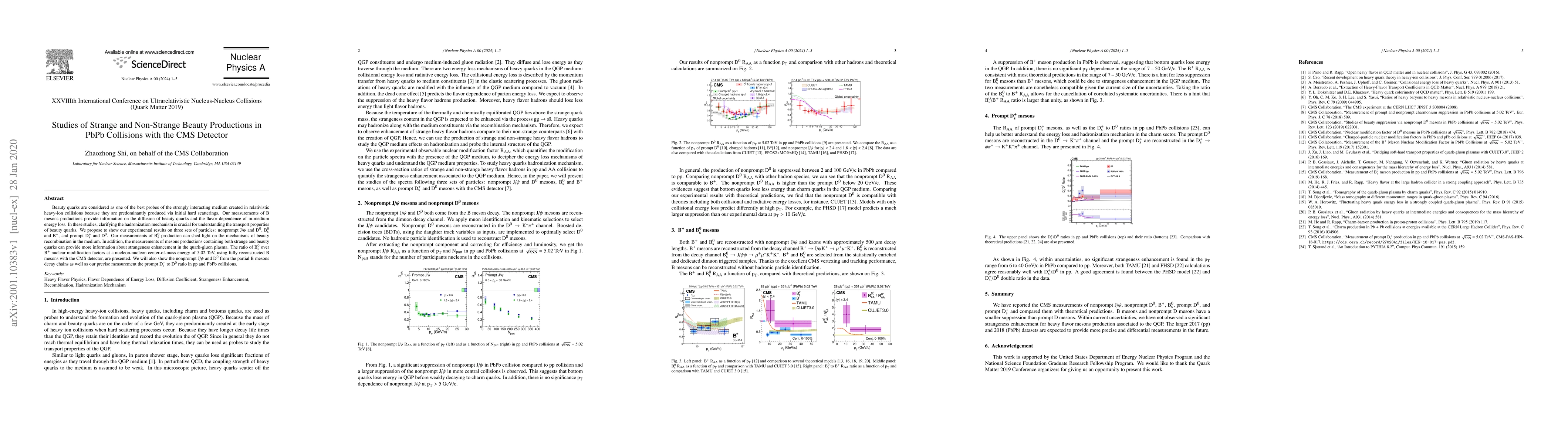 Thumbnail for Studies of Strange and Non-Strange Beauty Productions in PbPb Collisions
  with the CMS Detector