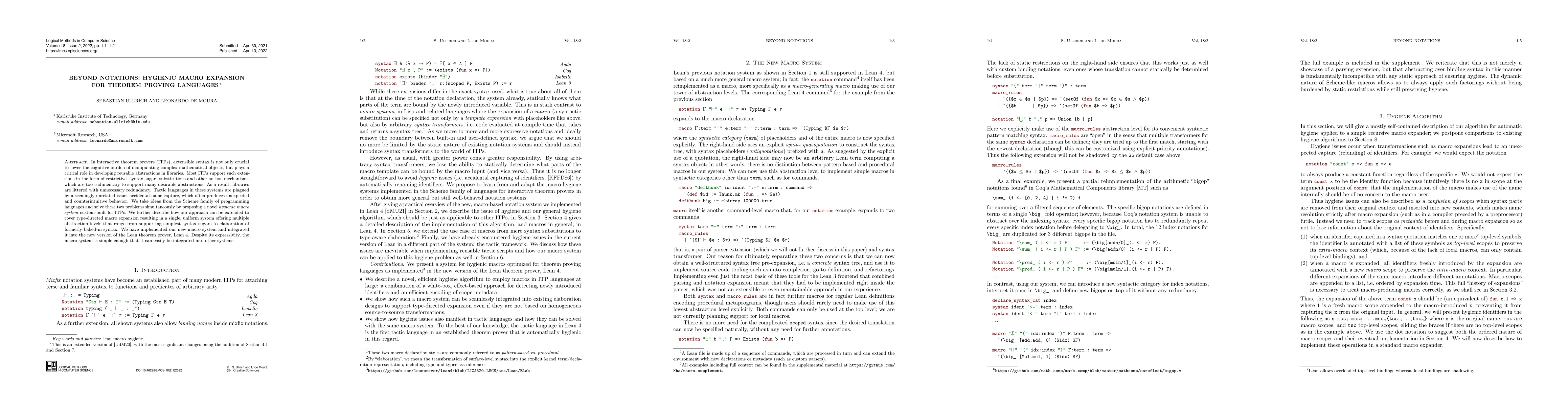 Thumbnail for Beyond Notations: Hygienic Macro Expansion for Theorem Proving Languages