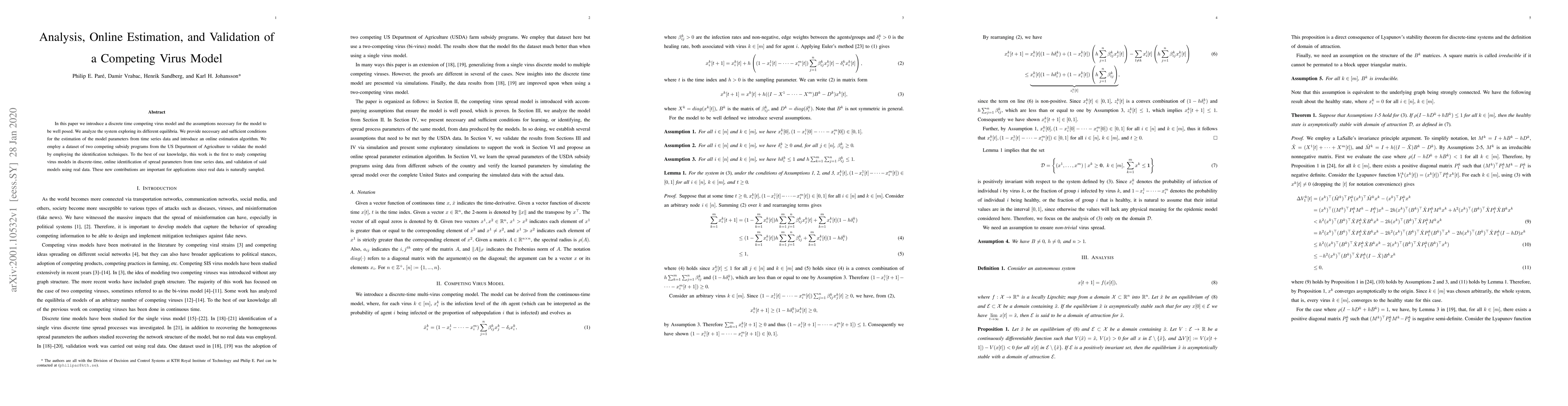 Thumbnail for Analysis, Online Estimation, and Validation of a Competing Virus Model