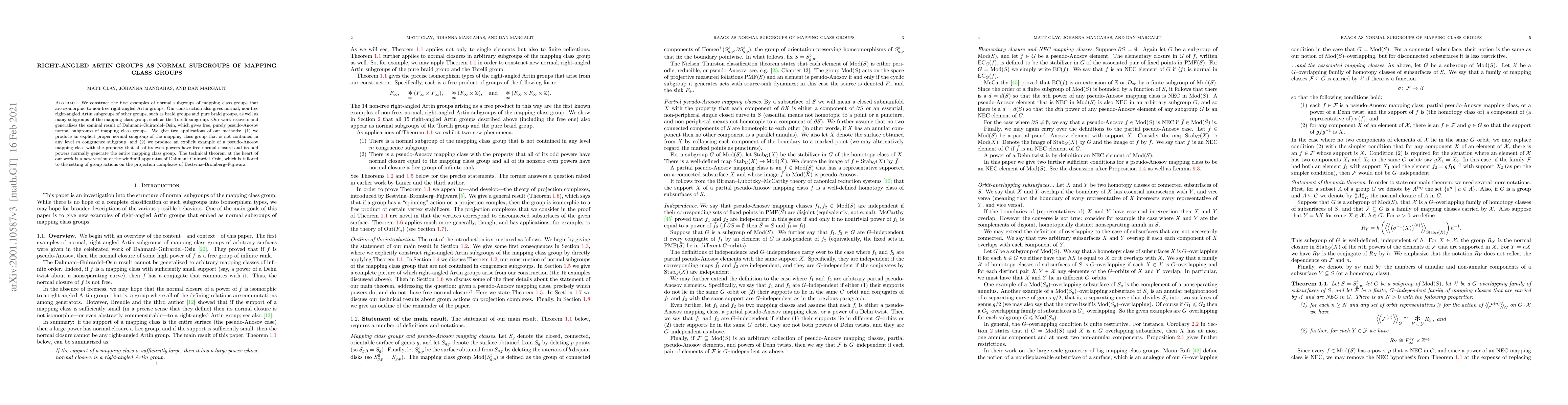 Thumbnail for Right-angled Artin groups as normal subgroups of mapping class groups