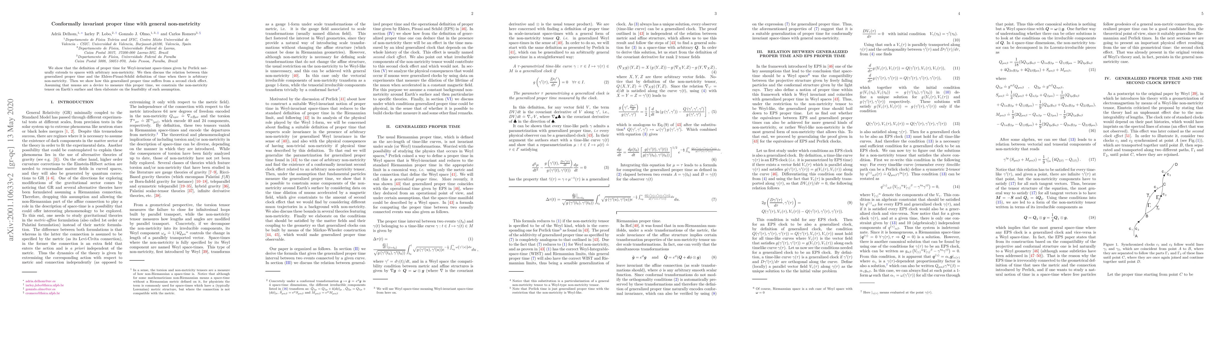 Thumbnail for Conformally invariant proper time with general non-metricity