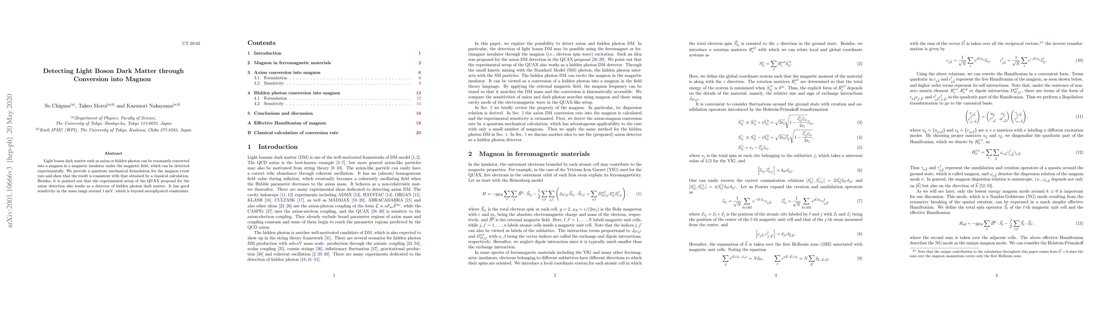 Thumbnail for Detecting Light Boson Dark Matter through Conversion into Magnon