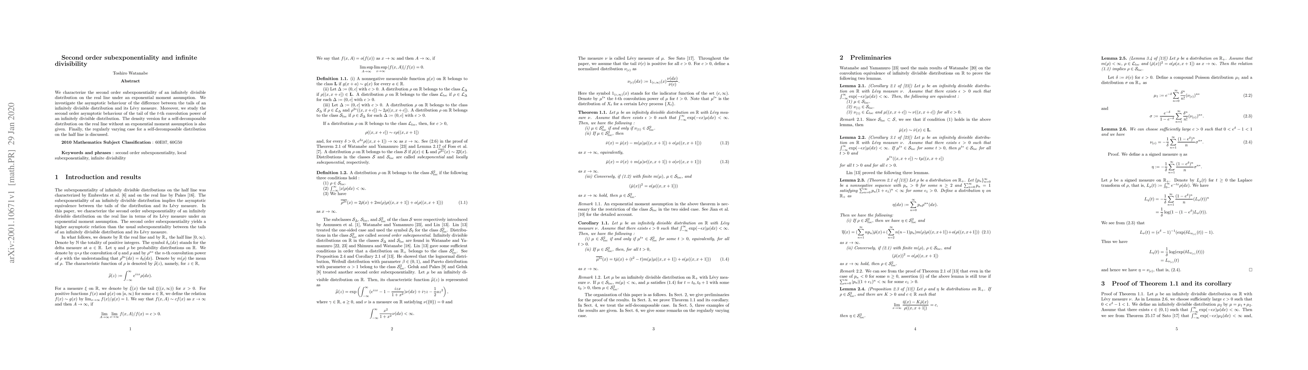 Thumbnail for Second order subexponentiality and infinite divisibility