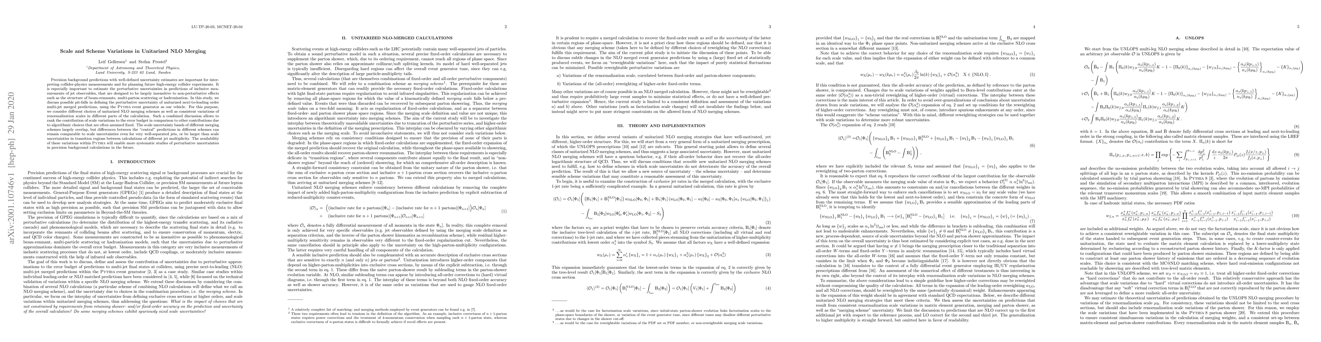 Thumbnail for Scale and Scheme Variations in Unitarized NLO Merging