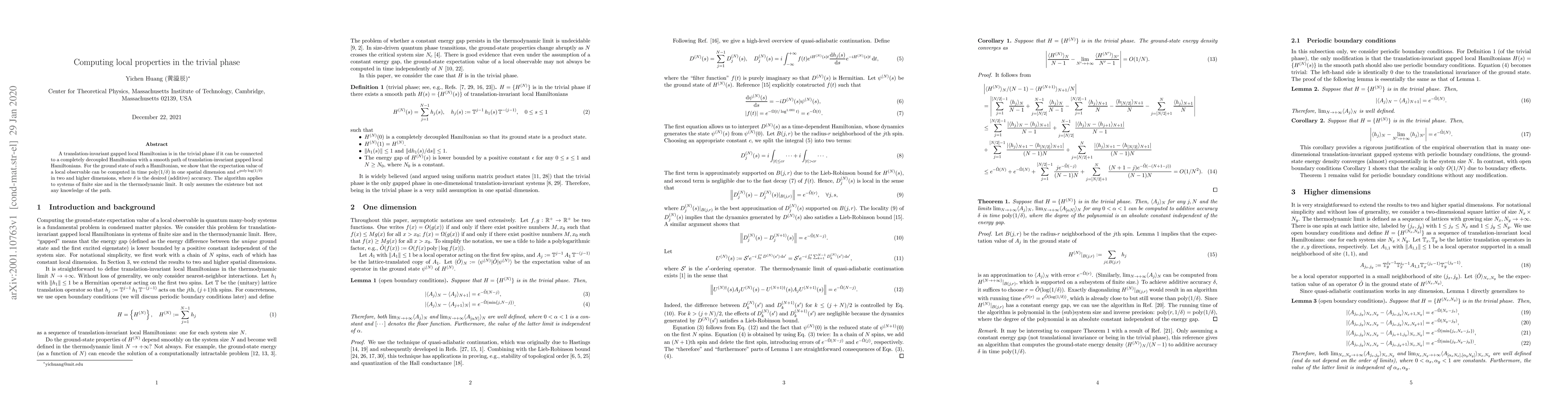 Thumbnail for Computing local properties in the trivial phase