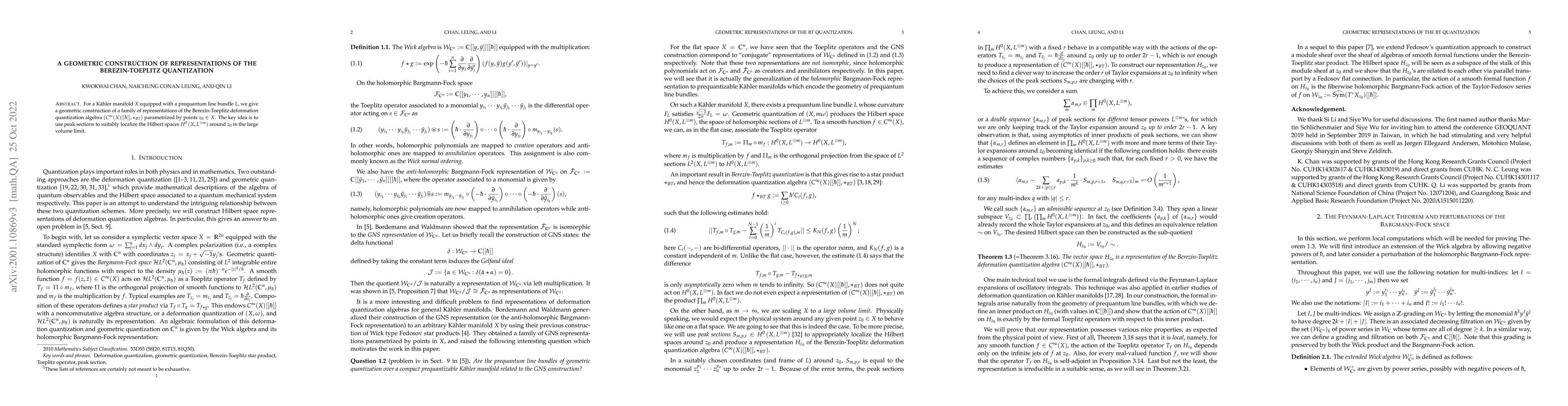 Thumbnail for A geometric construction of representations of the Berezin-Toeplitz
  quantization
