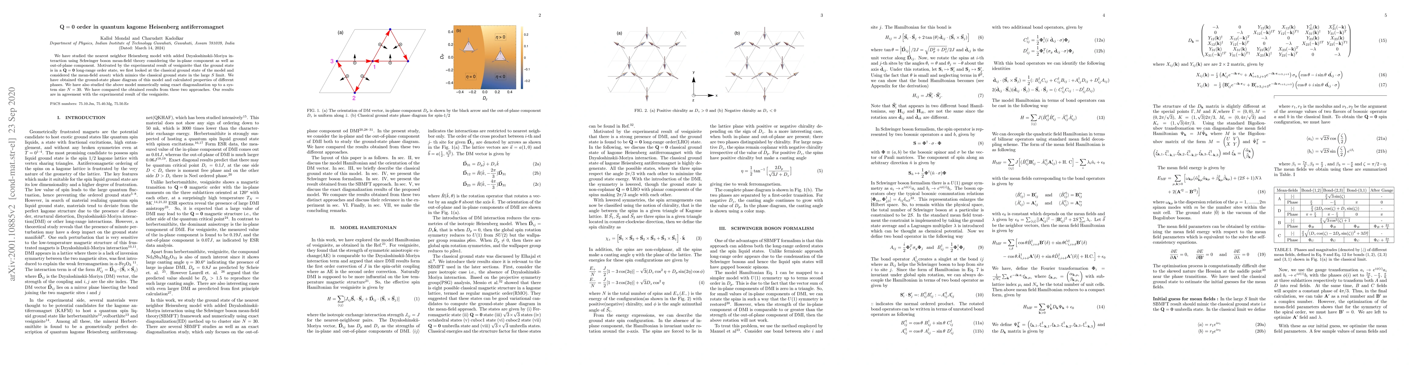 Thumbnail for Q = 0 order in quantum kagome Heisenberg antiferromagnet