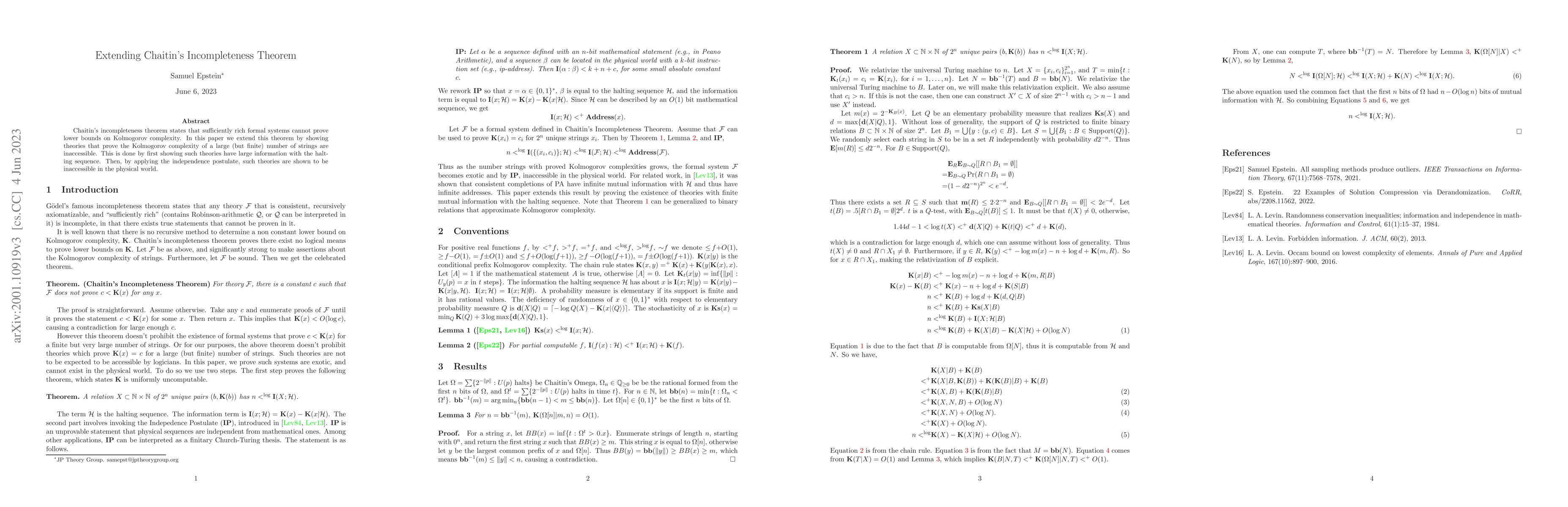 Thumbnail for Extending Chaitin's Incompleteness Theorem