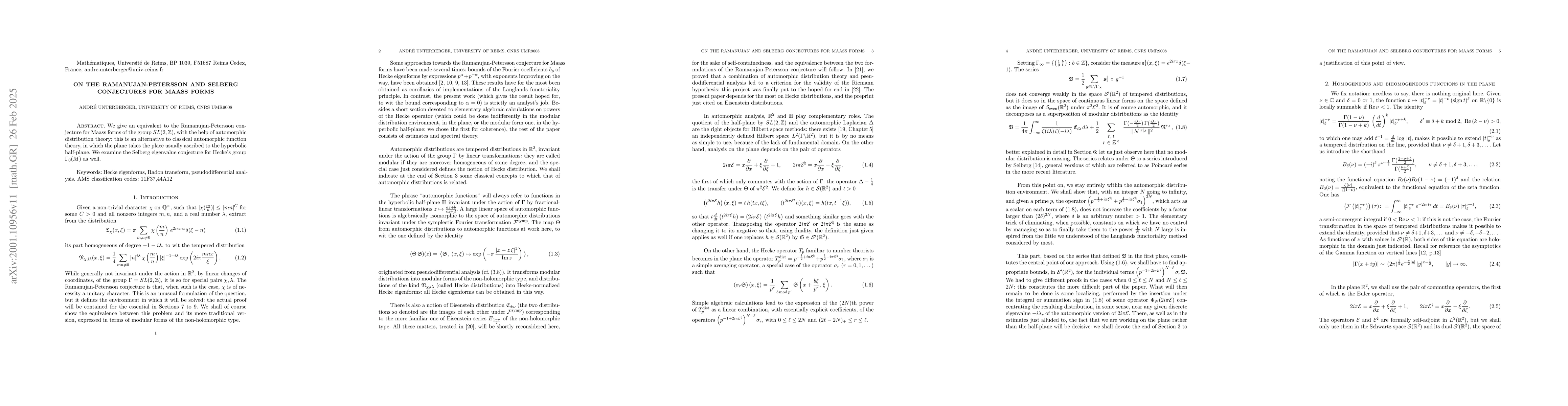 Thumbnail for The Ramanujan-Petersson and Selberg conjectures for Maass forms
