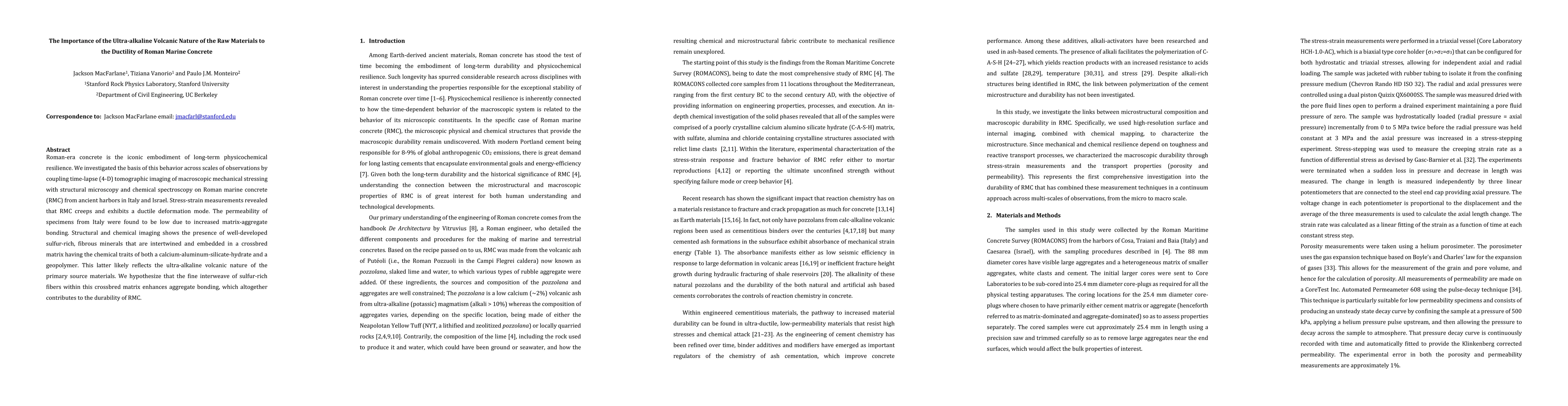 Thumbnail for The Importance of the Ultra-alkaline Volcanic Nature of the Raw
  Materials to the Ductility of Roman Marine Concrete