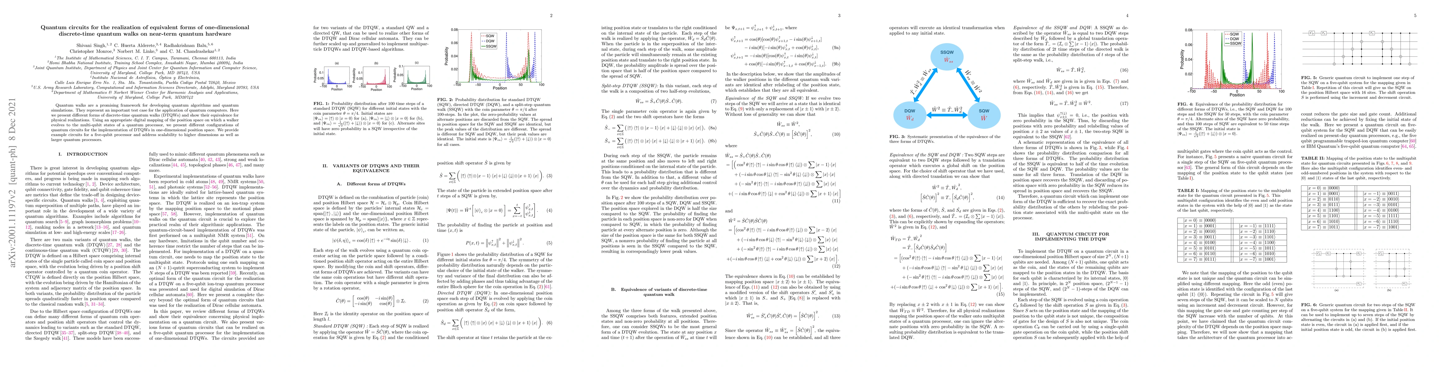 Thumbnail for Quantum circuits for the realization of equivalent forms of
  one-dimensional discrete-time quantum walks on near-term quantum hardware
