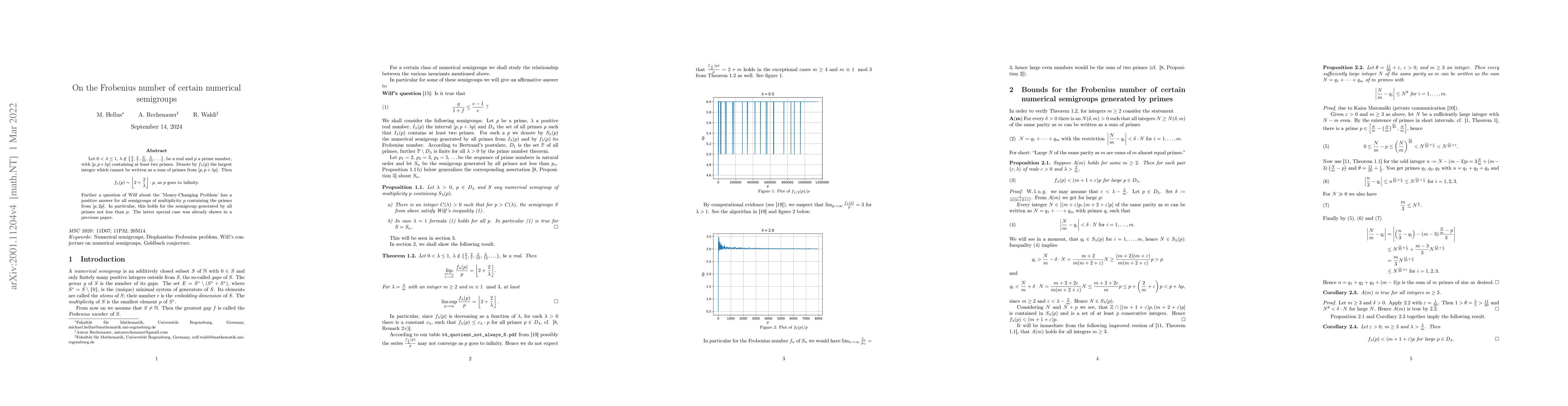 Thumbnail for On the Frobenius number of certain numerical semigroups