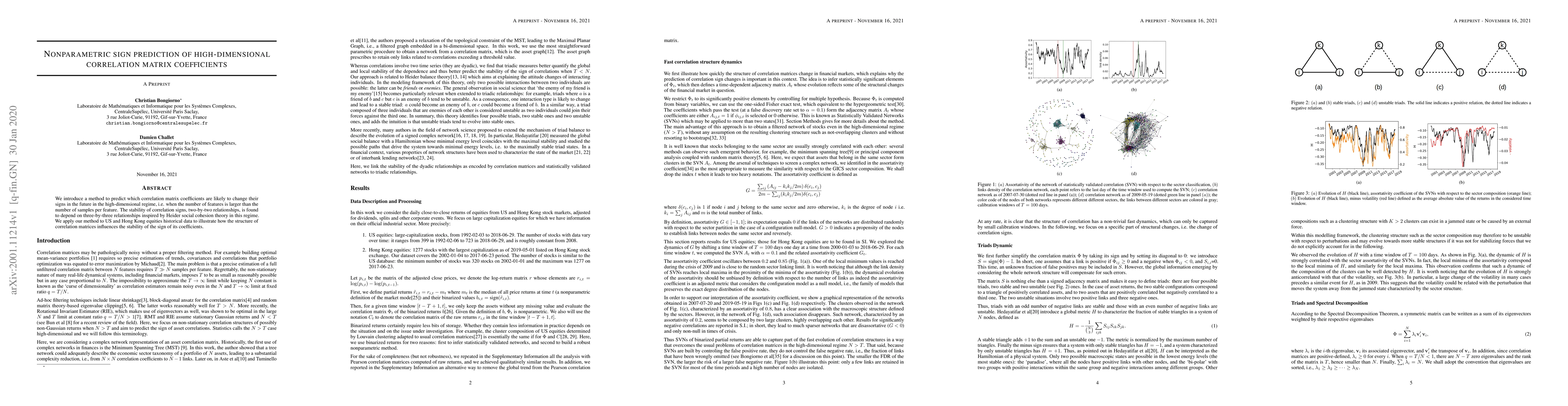 Thumbnail for Nonparametric sign prediction of high-dimensional correlation matrix
  coefficients