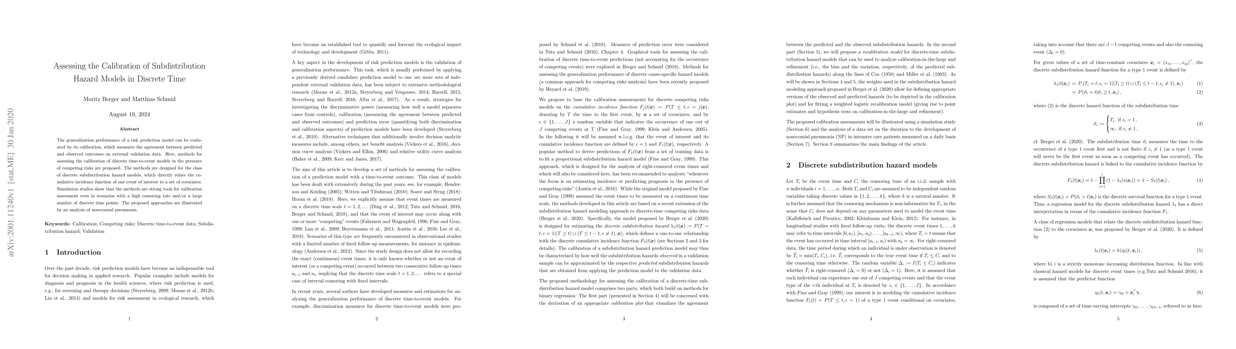 Thumbnail for Assessing the Calibration of Subdistribution Hazard Models in Discrete
  Time
