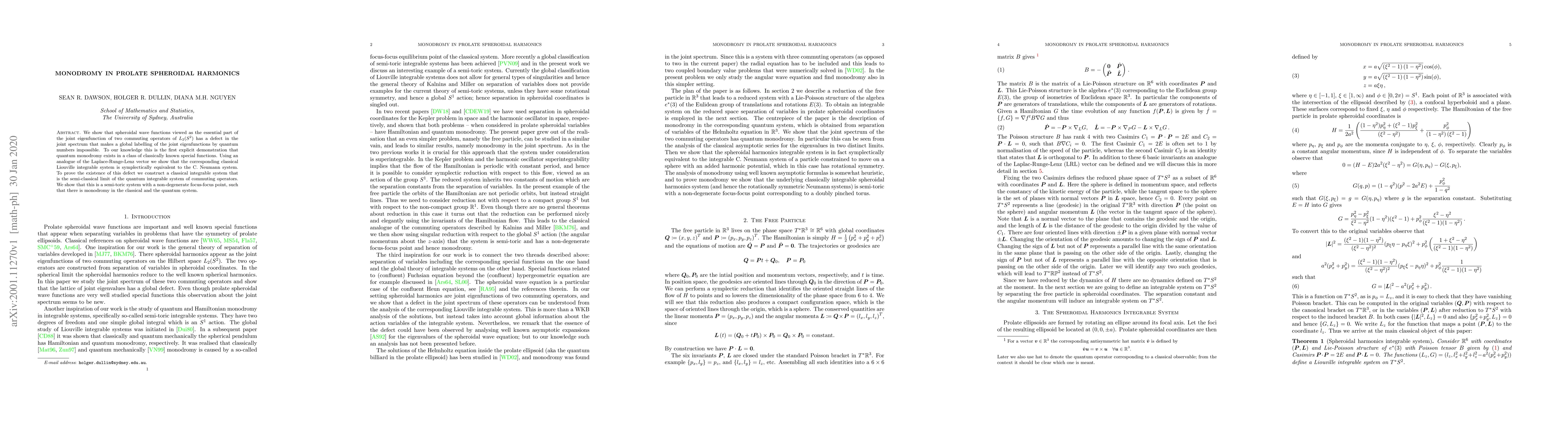 Thumbnail for Monodromy in Prolate Spheroidal Harmonics