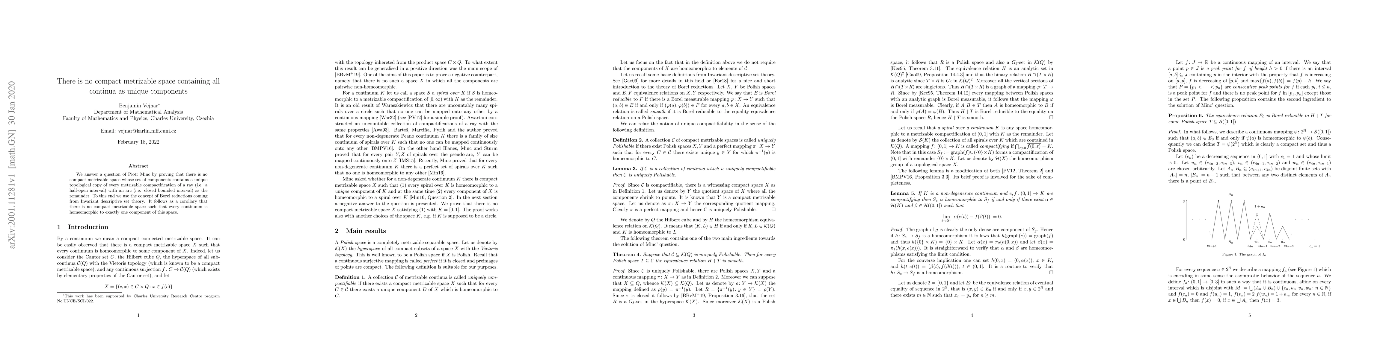 Thumbnail for There is no compact metrizable space containing all continua as unique
  components