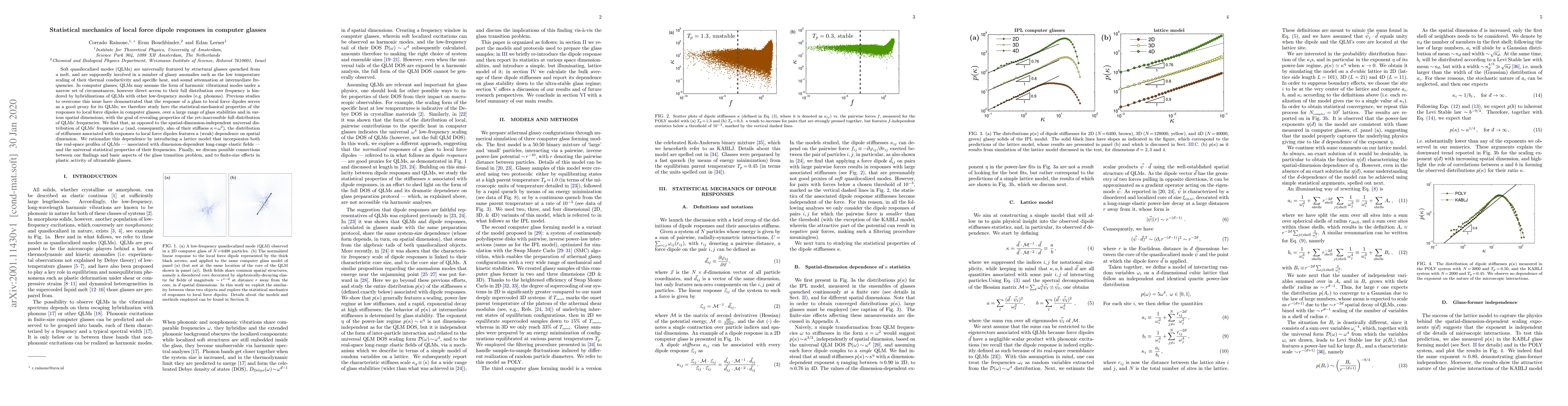 Thumbnail for Statistical mechanics of local force dipole responses in computer
  glasses