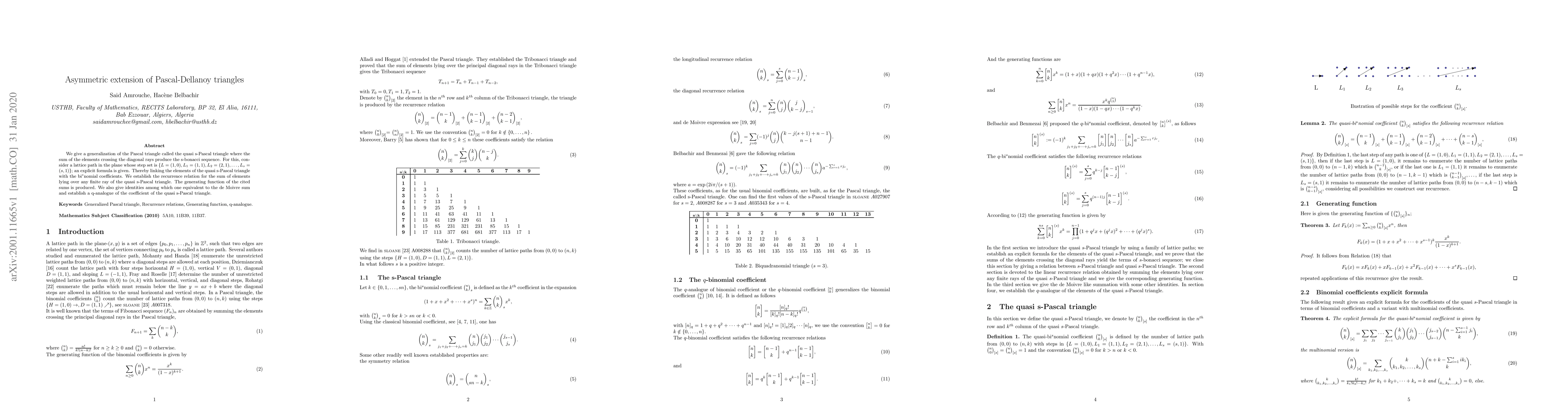 Thumbnail for Asymmetric extension of Pascal-Dellanoy triangles