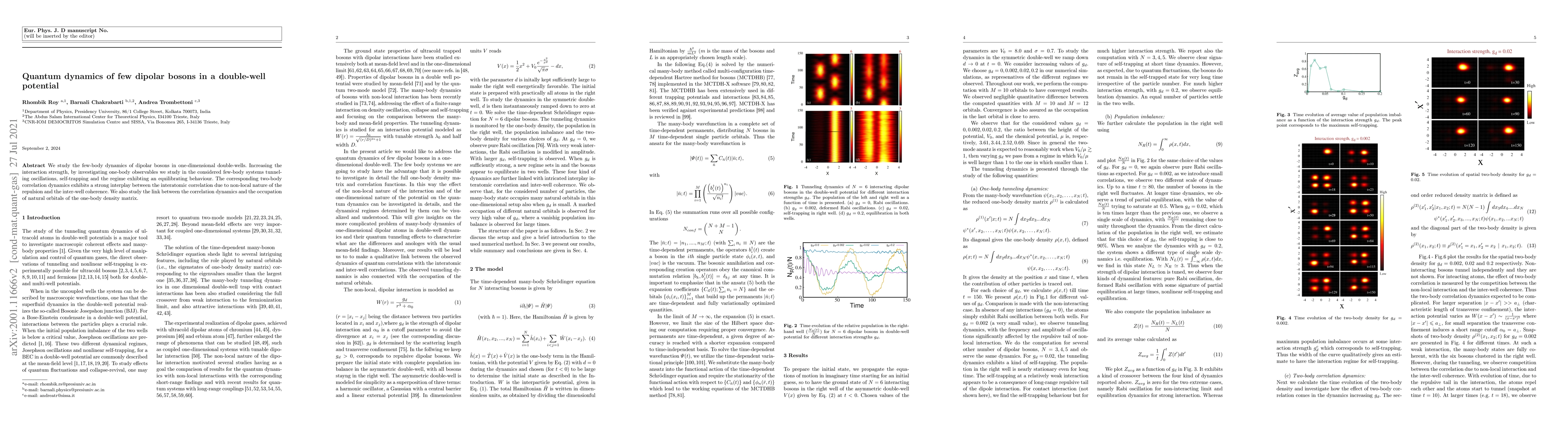 Thumbnail for Quantum dynamics of few dipolar bosons in a double-well potential