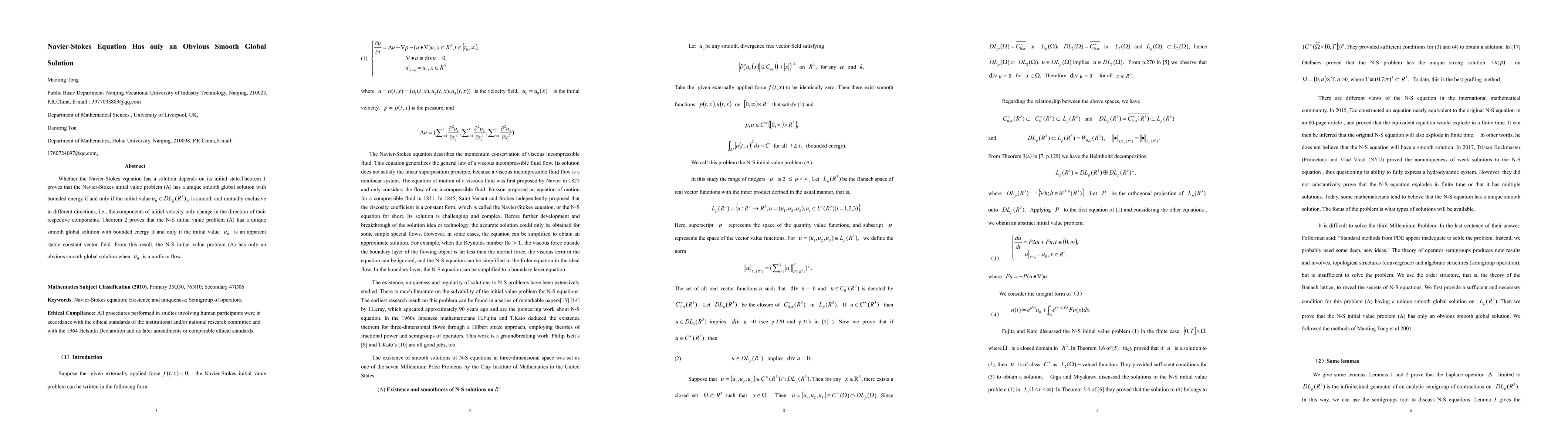 Thumbnail for Smooth Solutions of the Navier-Stokes Equation in $L_p(R^3)$