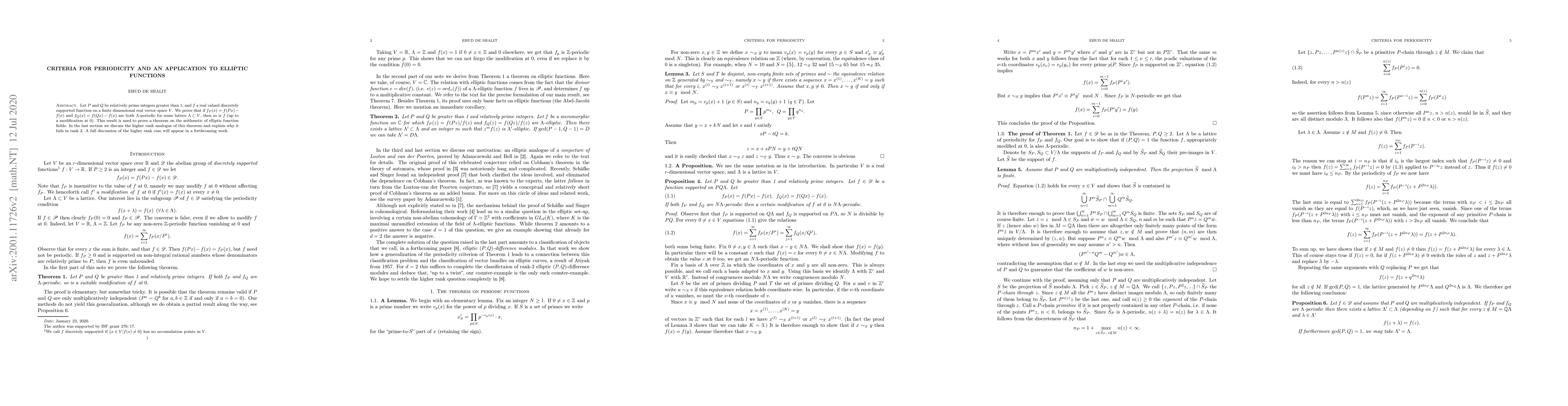 Thumbnail for Criteria for periodicity and an application to elliptic functions