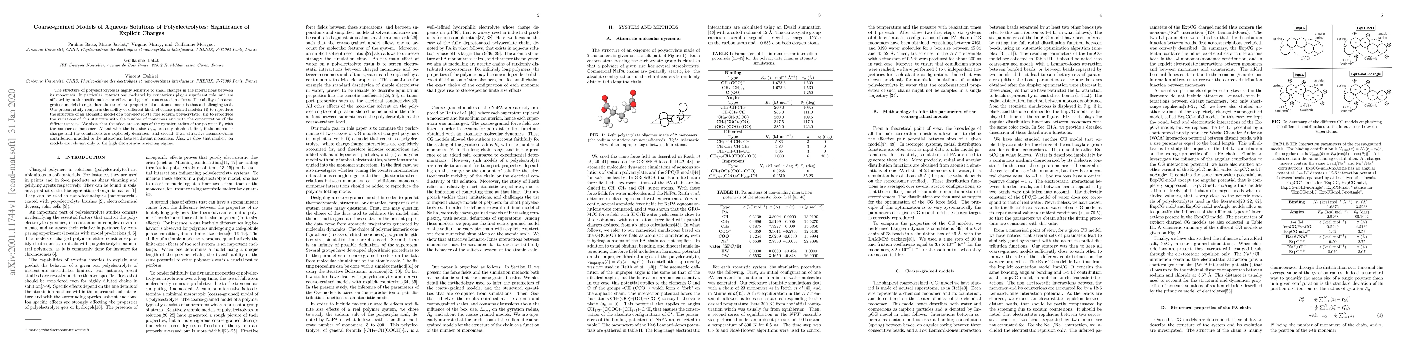 Thumbnail for Coarse-grained Models of Aqueous Solutions of Polyelectrolytes:
  Significance of Explicit Charges