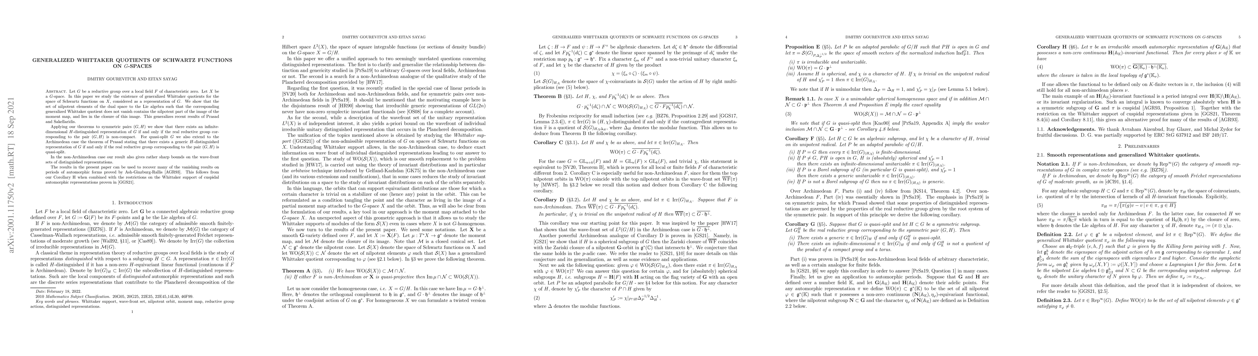 Thumbnail for Generalized Whittaker quotients of Schwartz functions on G-spaces