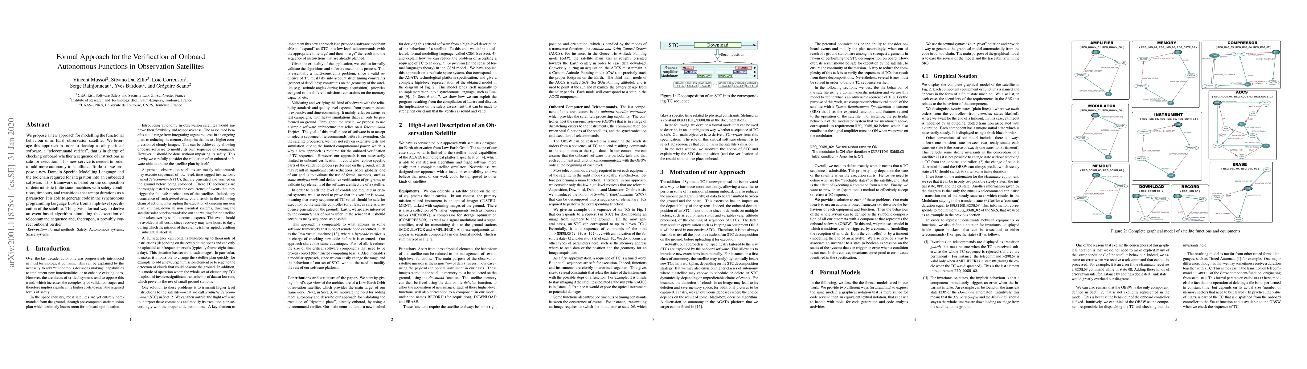 Thumbnail for Formal Approach for the Verification of Onboard Autonomous Functions in
  Observation Satellites