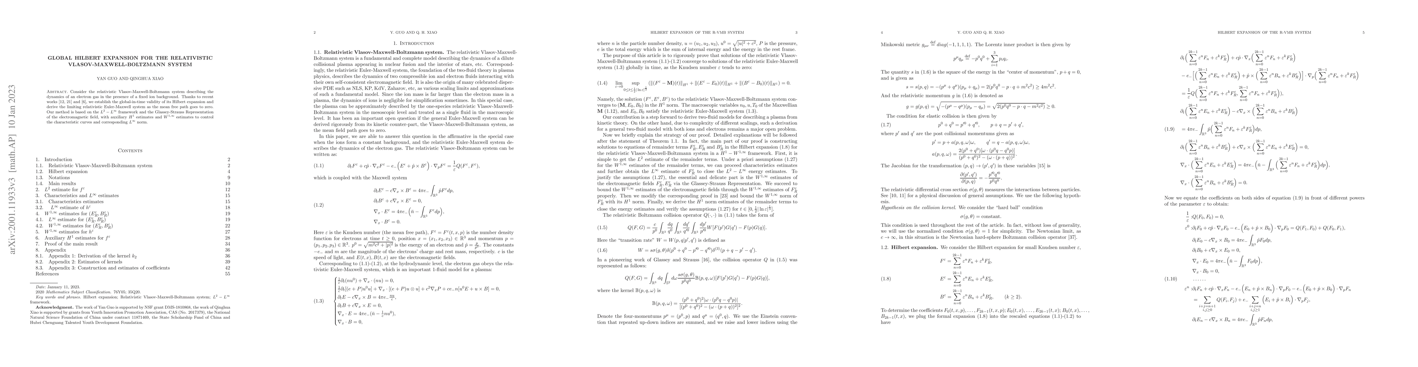 Thumbnail for Global Hilbert expansion for the relativistic Vlasov-Maxwell-Boltzmann
  system