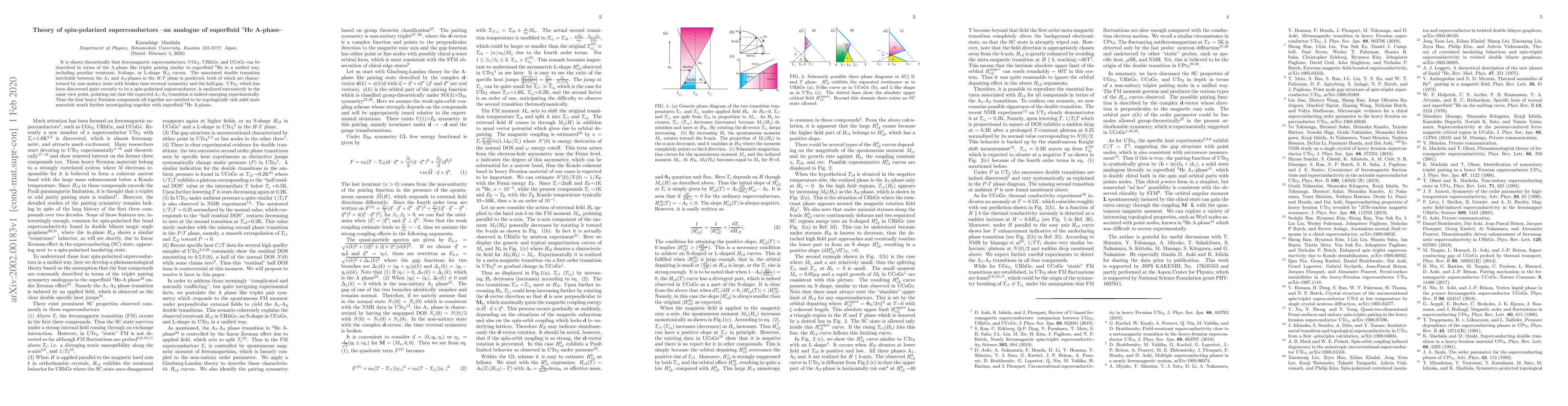 Thumbnail for Theory of spin-polarized superconductors -- an analogue of superfluid
  $^3$He A-phase