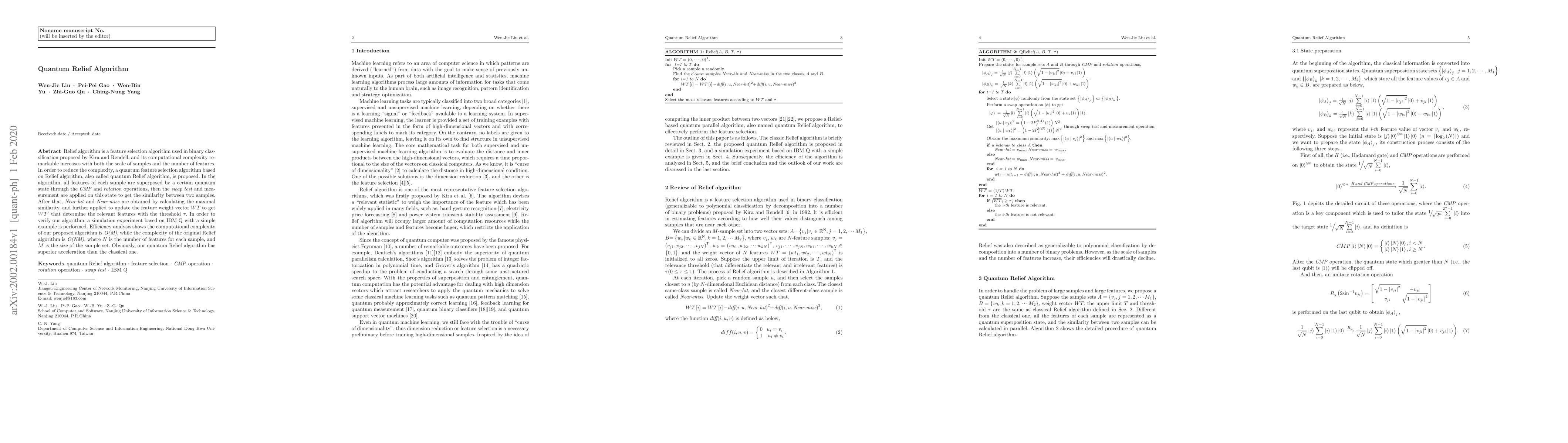 Thumbnail for Quantum Relief Algorithm